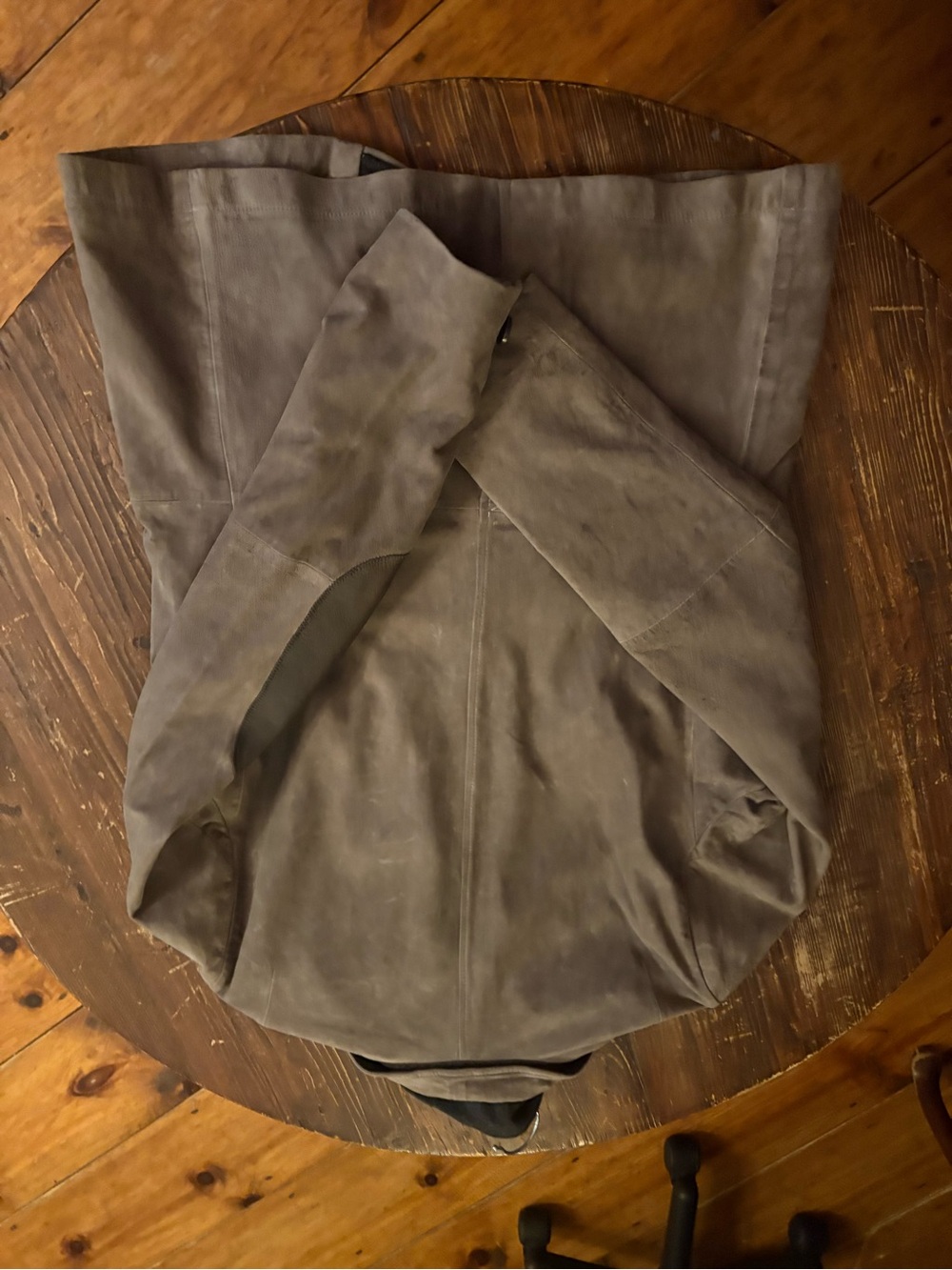 All Saints Taupe Suede Shirt Jacket with Dark Elbow Patches - Picture 2 of 3